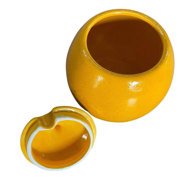 Sugar Bowl with Spoon - Yellow Glaze