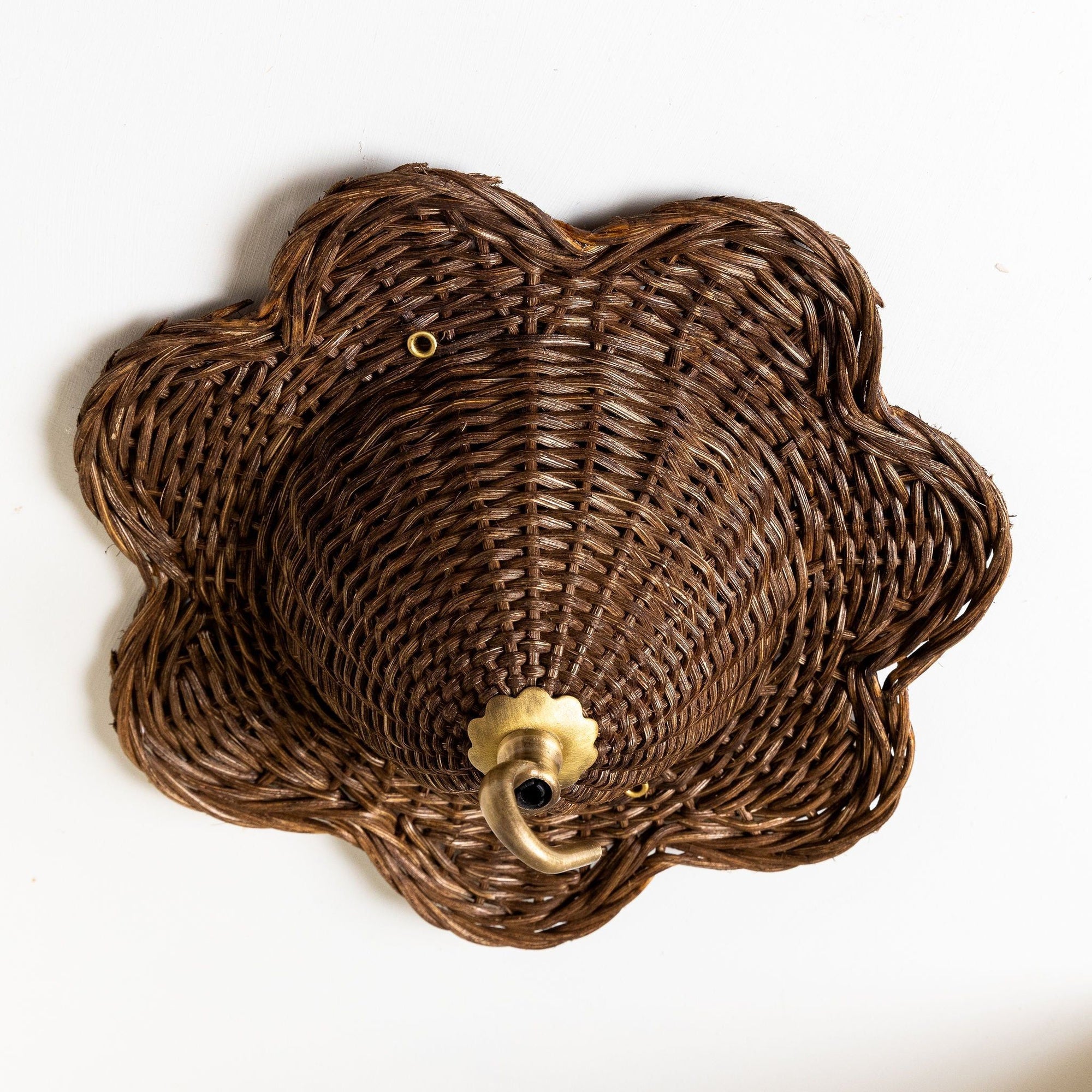 Mandala Rattan Ceiling Rose, Light Blue