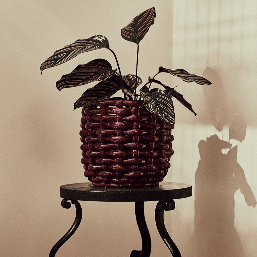 Burgundy Basketweave Planter