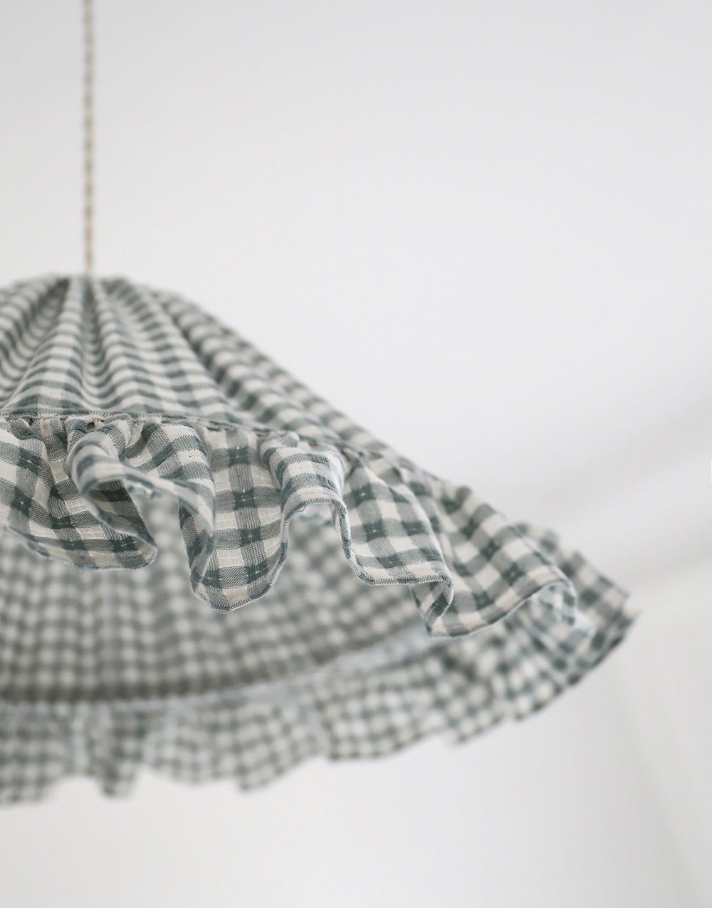 Conical Pendant Light With Ruffle Emilia “Petits Carreaux Vert”