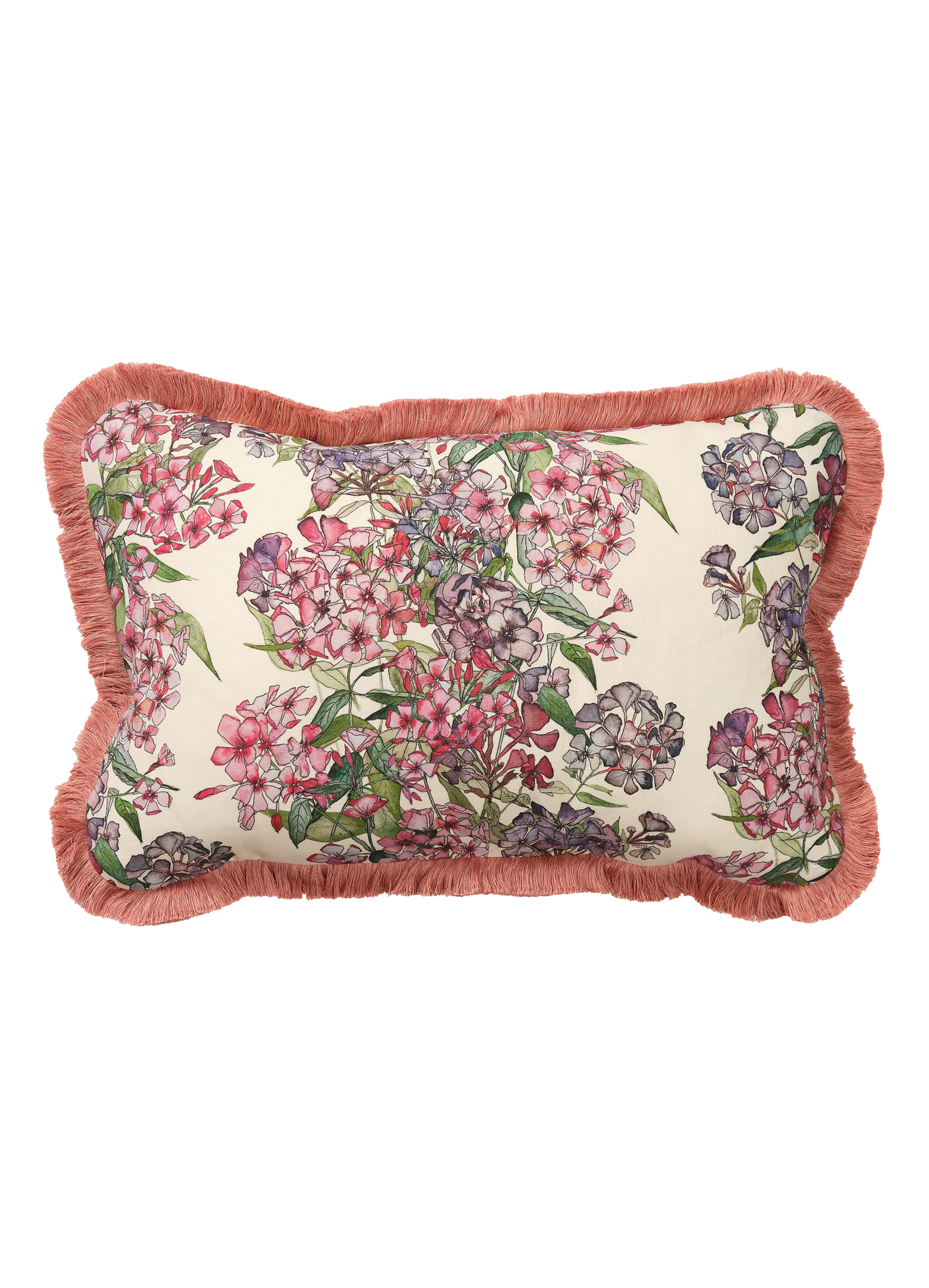 Mixed Phlox Cushion with Pink Cotton Trim
