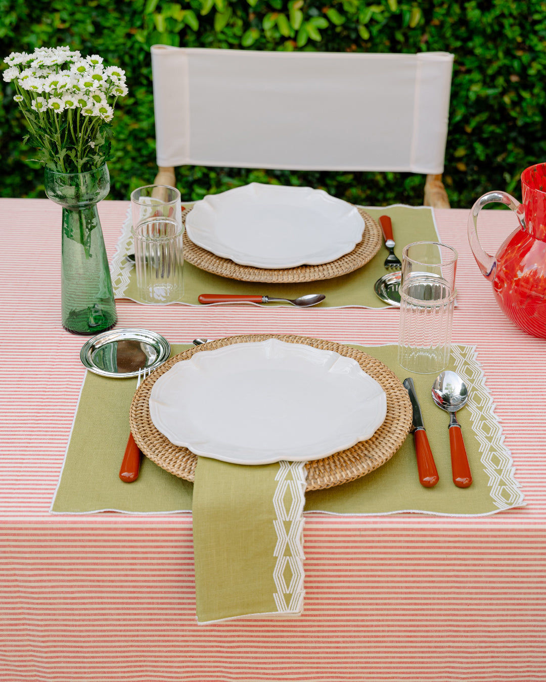 Prisma Napkin, Green with White