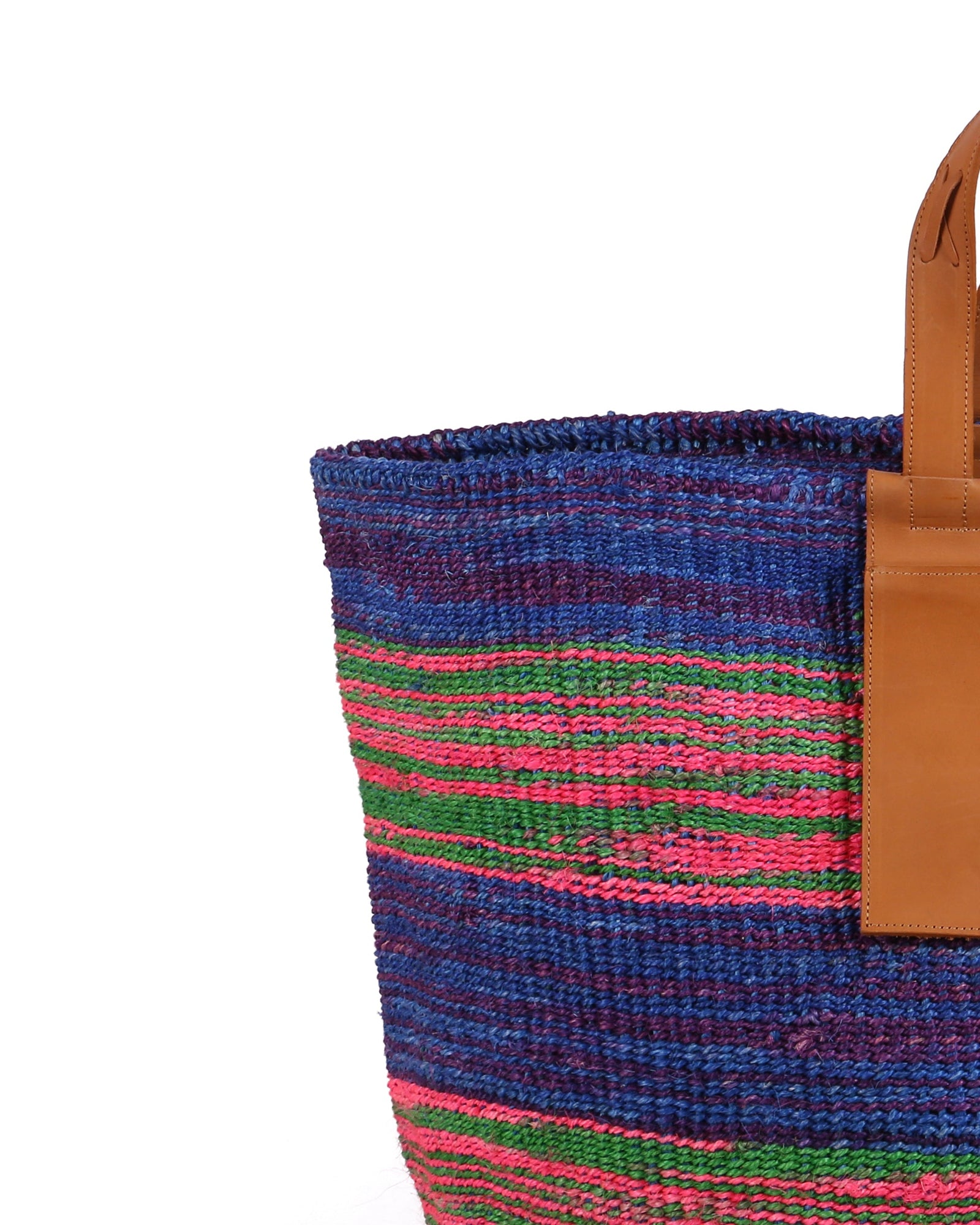 MAWINGU: Blue, Pink and Green Woven Weekend Bag