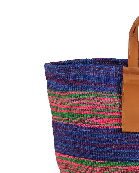 MAWINGU: Blue, Pink and Green Woven Weekend Bag