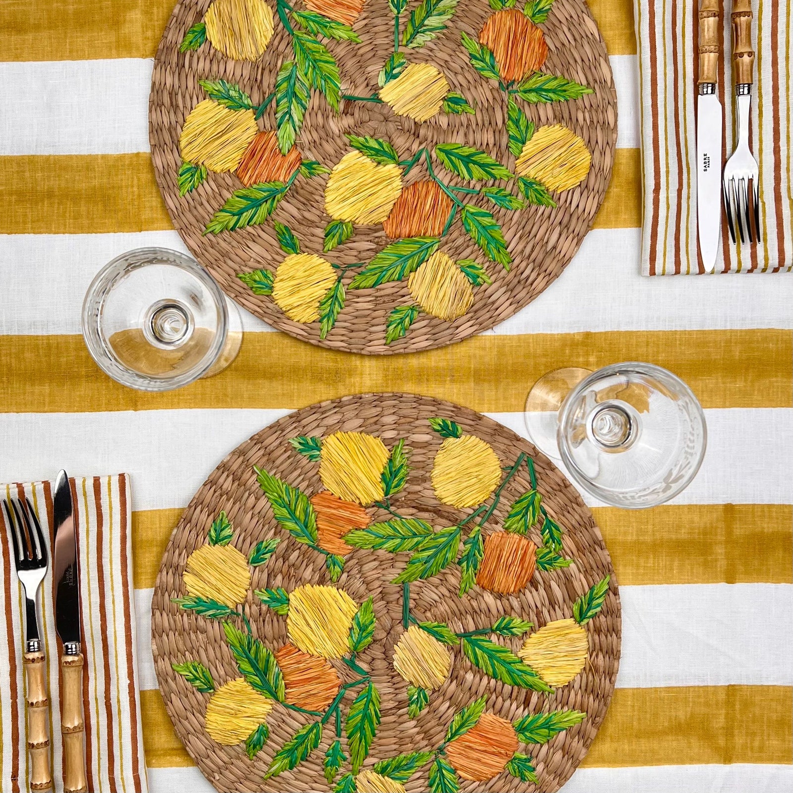 ’The Raffia Placemats’ - Limones y Naranjas (sold as a pair))