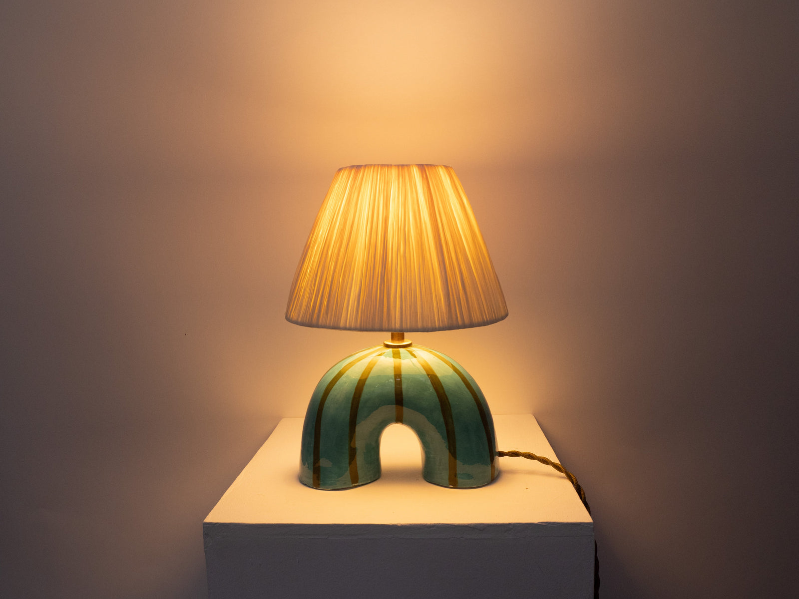'Me' Table Lamp - Green Stripes