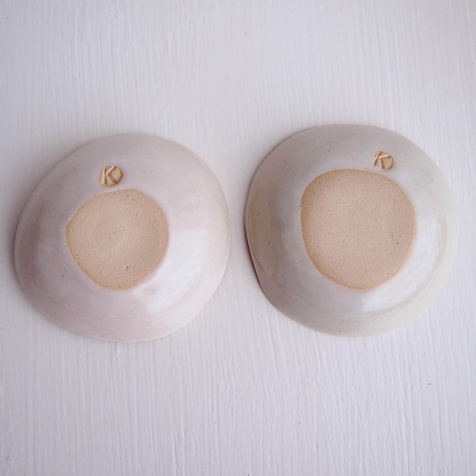 Ceramic Handmade Pair of Black and White Salt + Pepper Dish