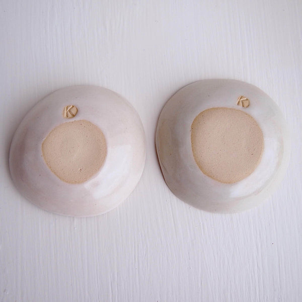 Ceramic Handmade Pair of Black and White Salt + Pepper Dish