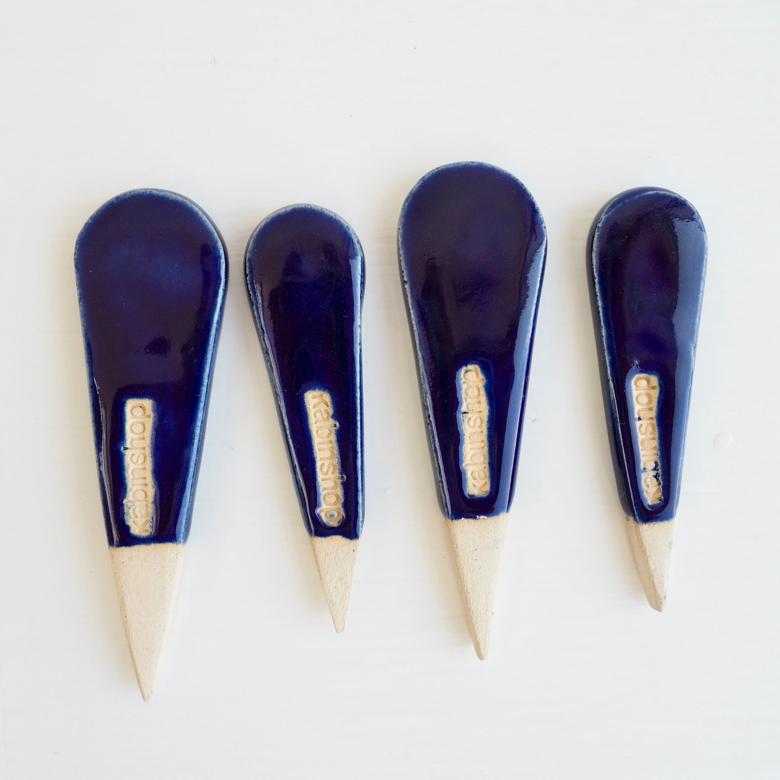 Handmade Mini Royal Blue Gloss Pottery Salt /  Spice Spoon