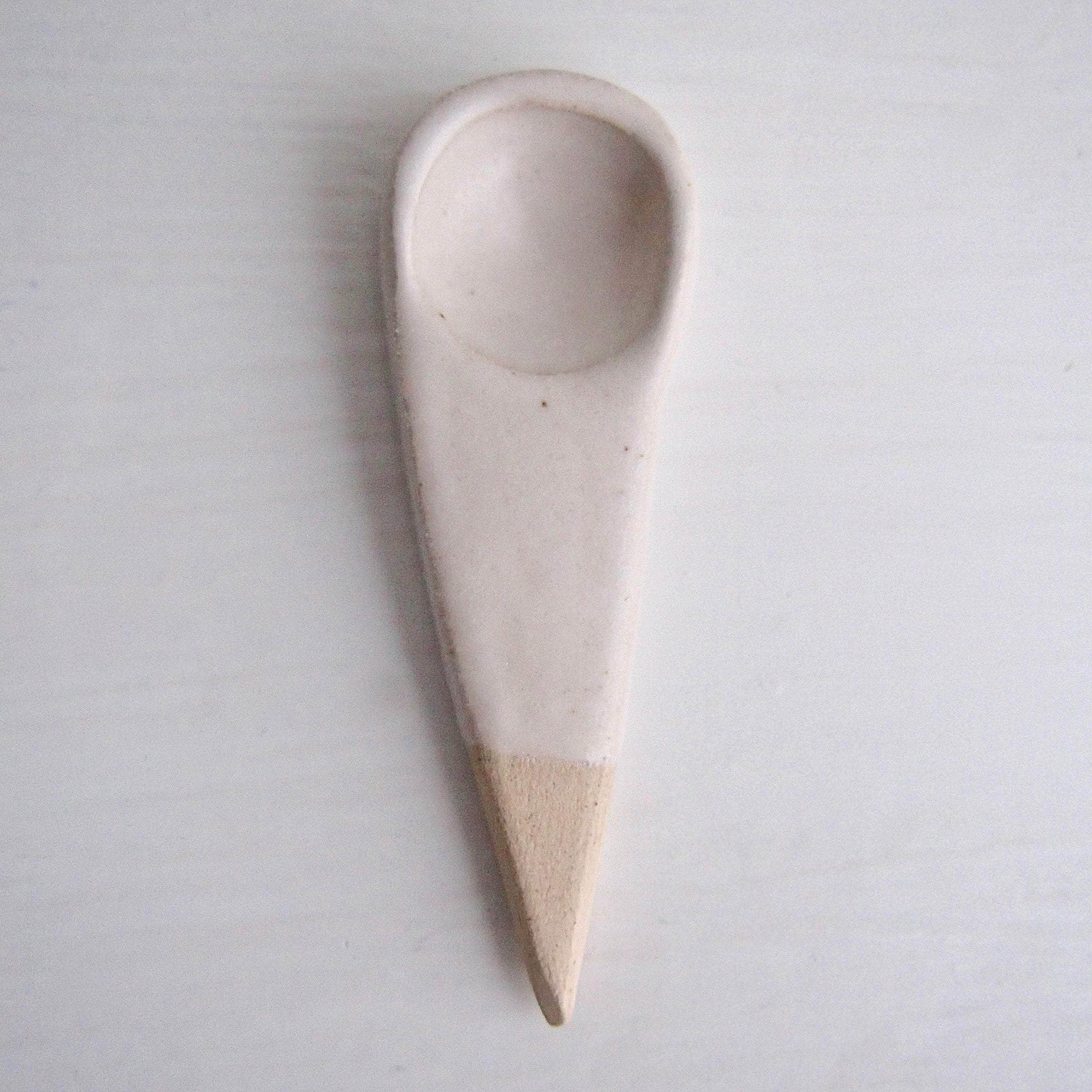 Handmade Mini White Ceramic Salt or Spice Spoon