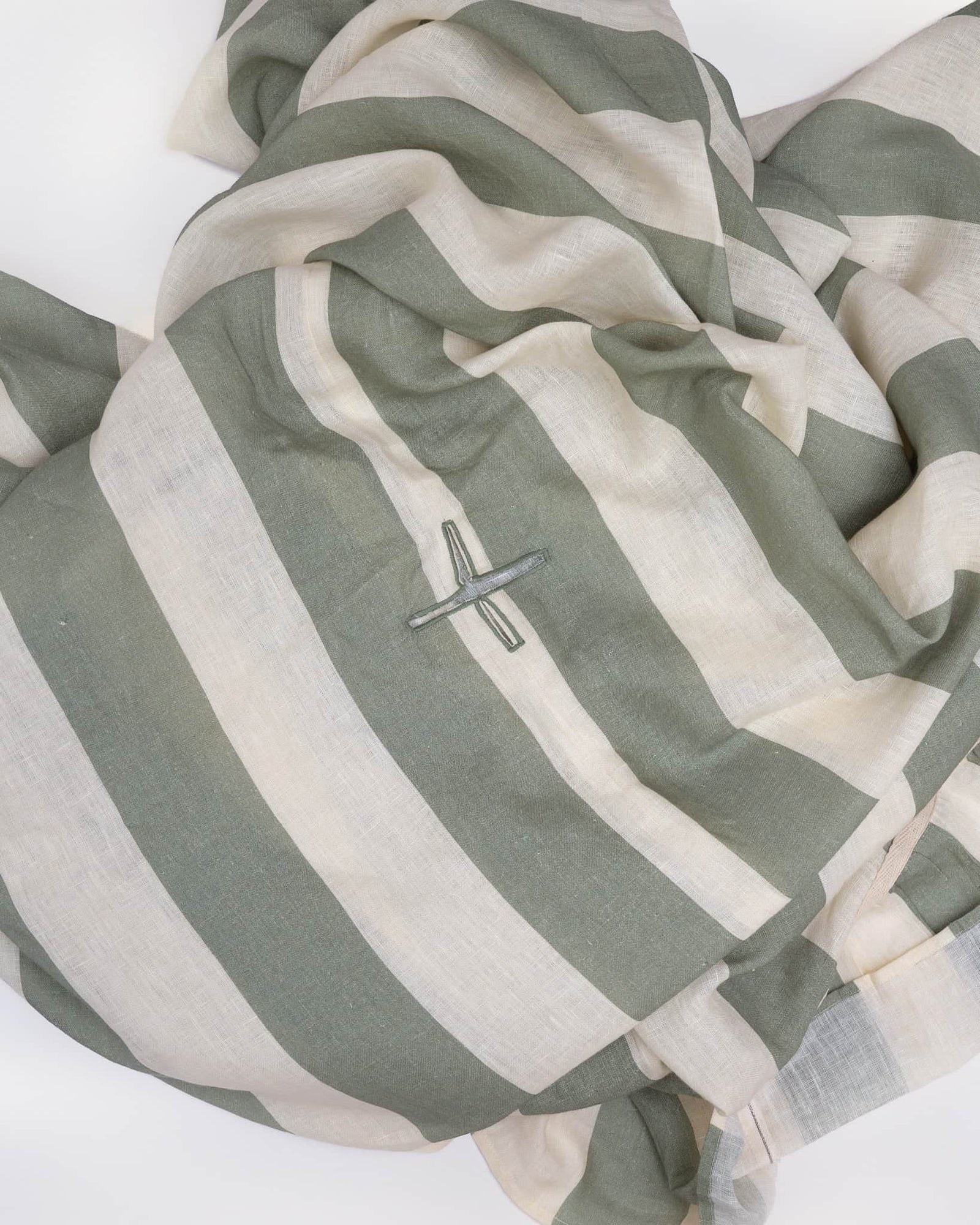 Sea Green Wide Stripe Round Tablecloth