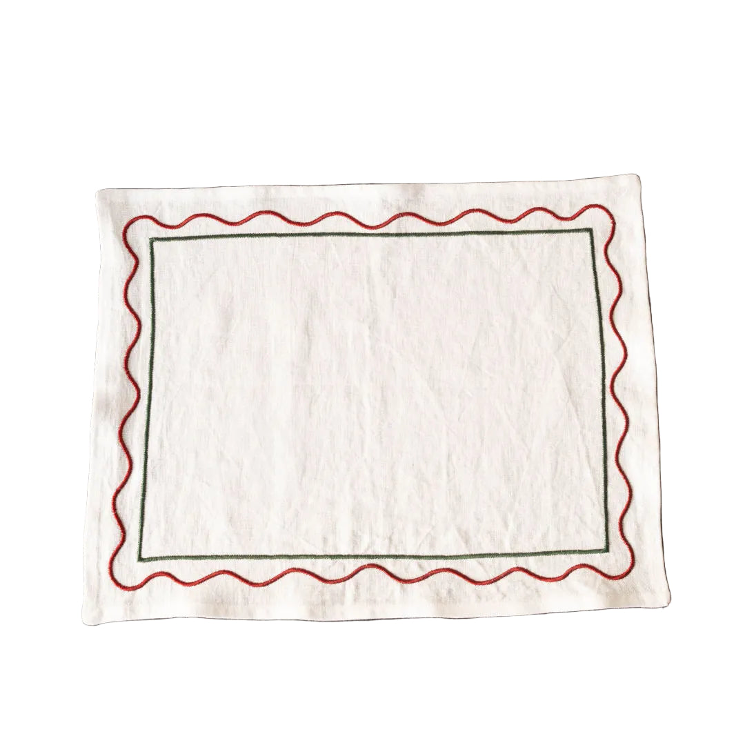 Set of 4 Miró Placemats – Burgundy/Green