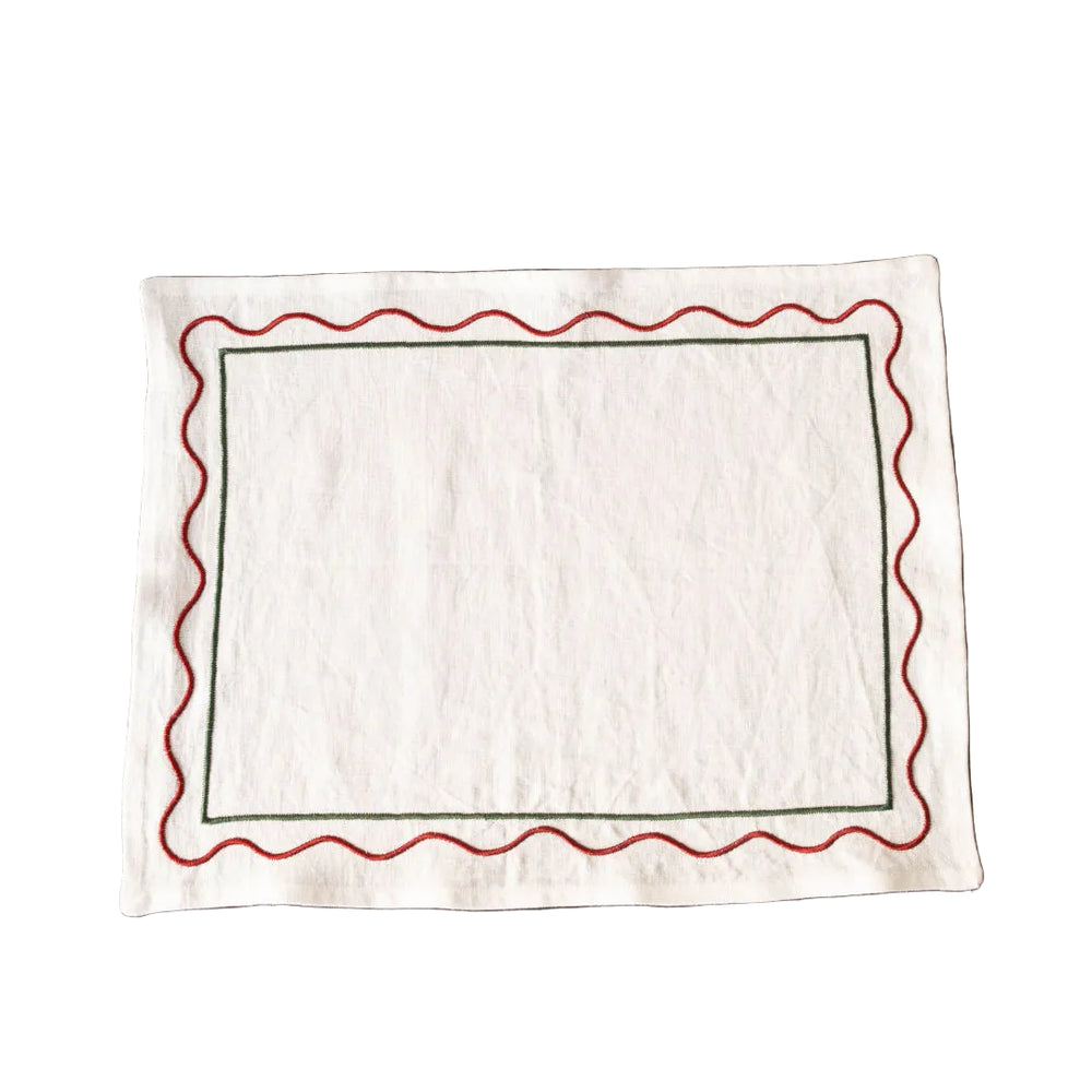 Set of 4 Miró Placemats – Burgundy/Green