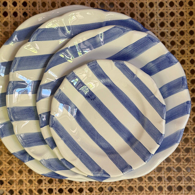 Sky Blue Stripe Pasta Plate