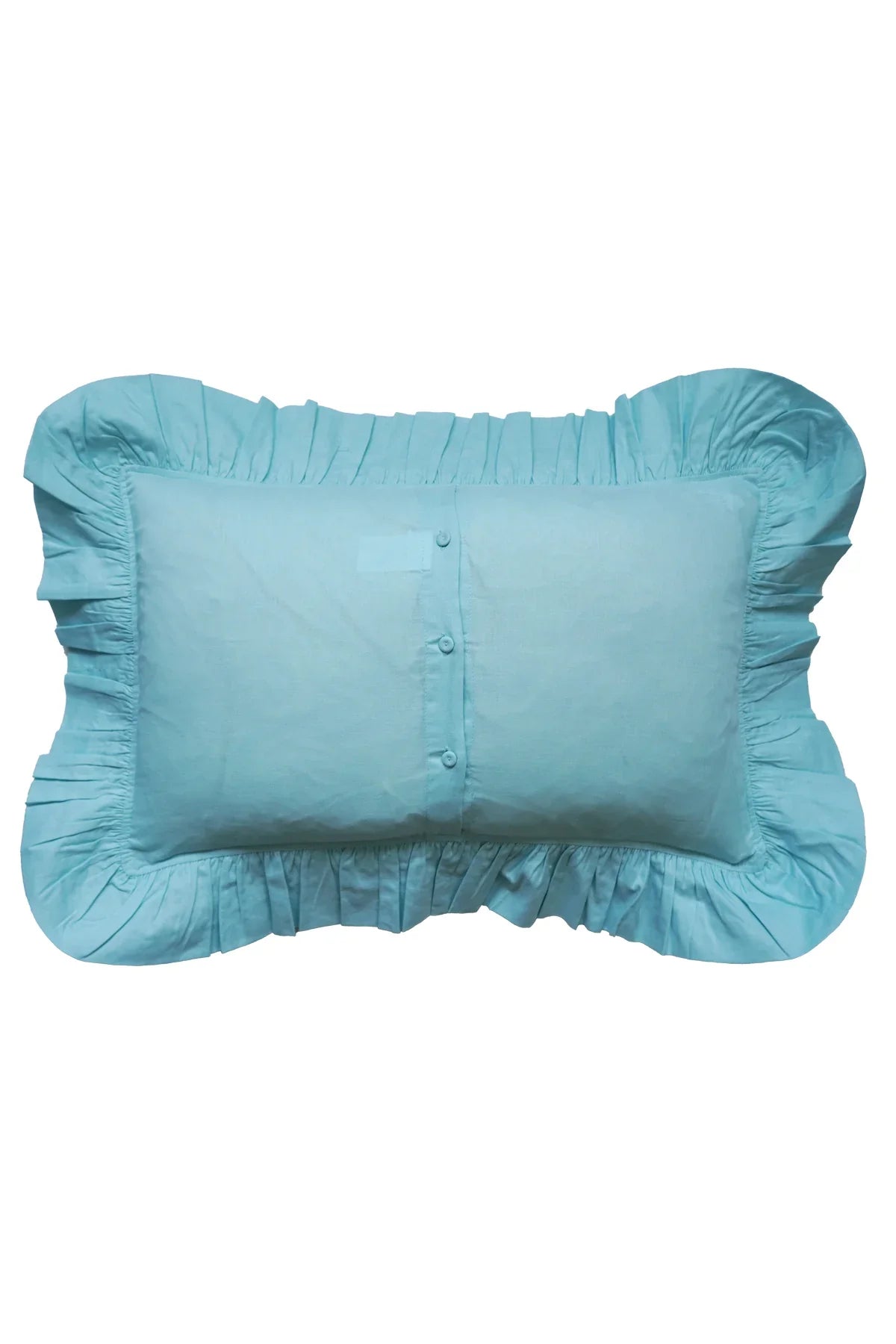 Embroidered Ruffle Oblong Cushion made with Linen Liberty Fabric SEA SPRAY
