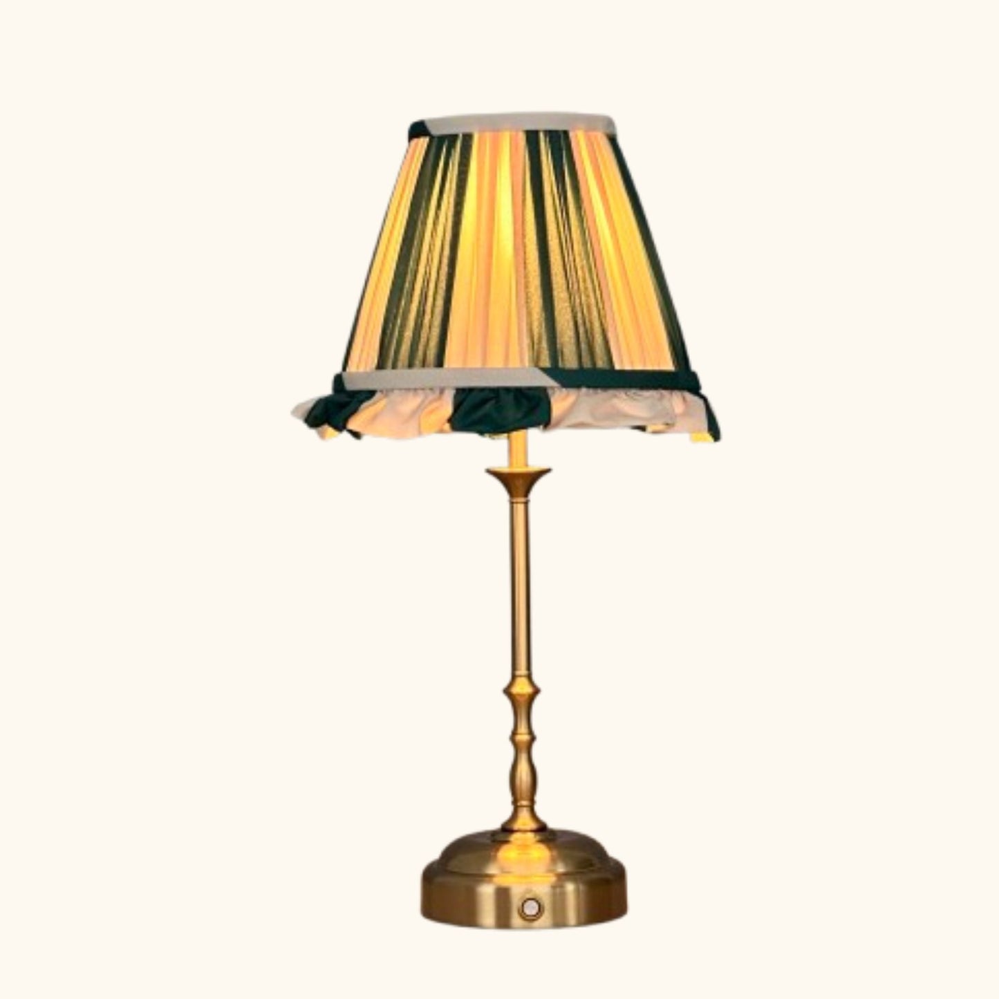 Freddie Table Lamp Green/Cream Stripes