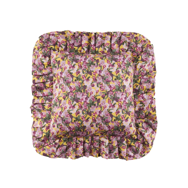 Romance is Dead Yellow Ruffled Cushion Cover