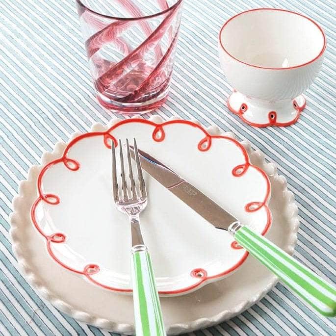 Rosy Red Scalloped Bowl | Set of 4