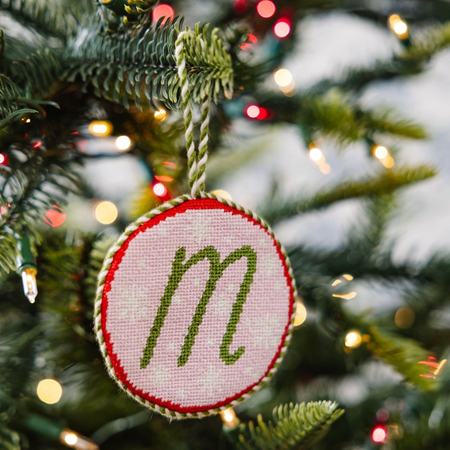Needlepoint Monogram Ornament - M