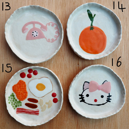 Handmade Little Ceramic Illustrated Ring Dishes Inspired by Japan.