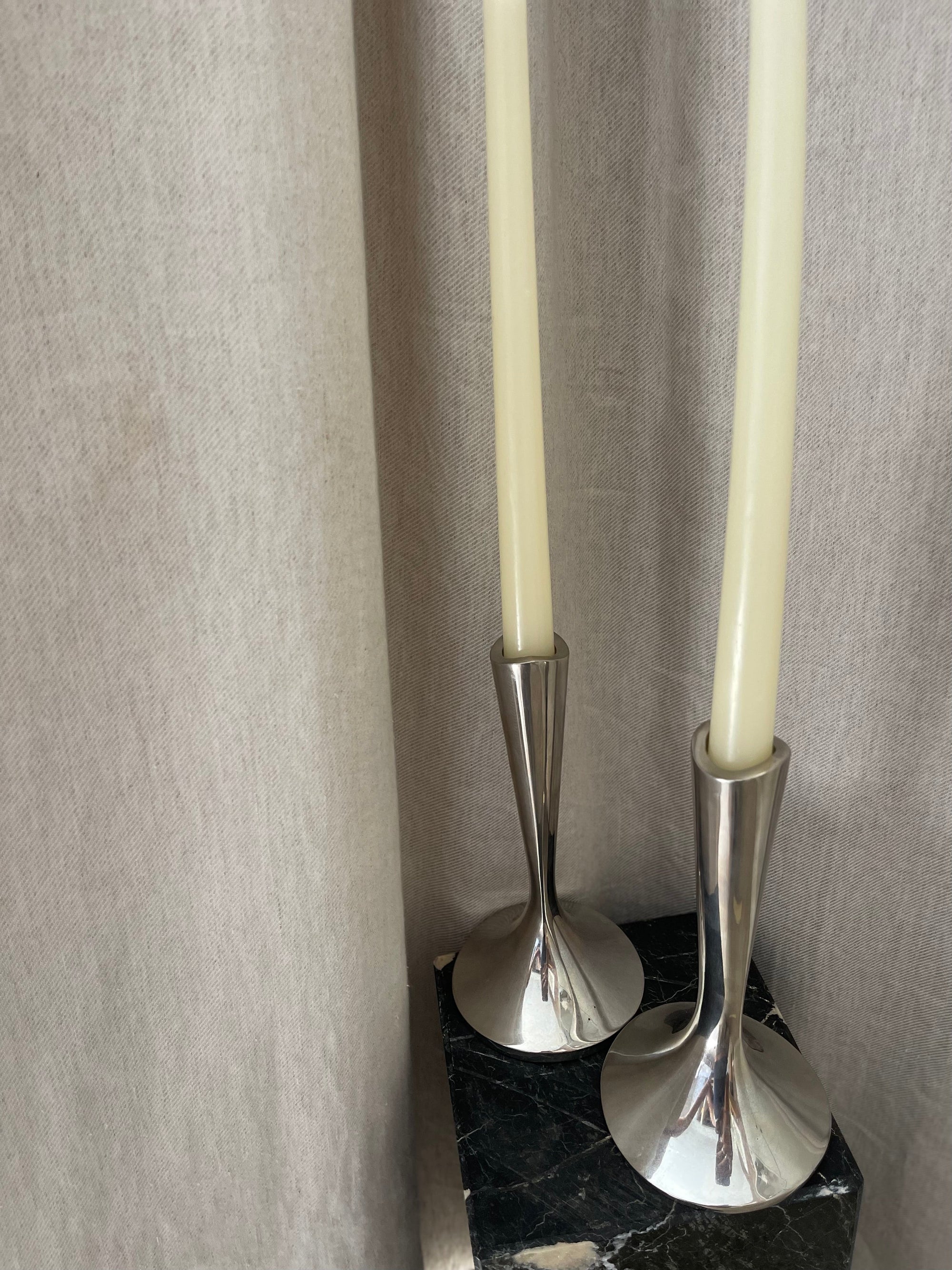 A Pair of Chrome Dansk Candlesticks