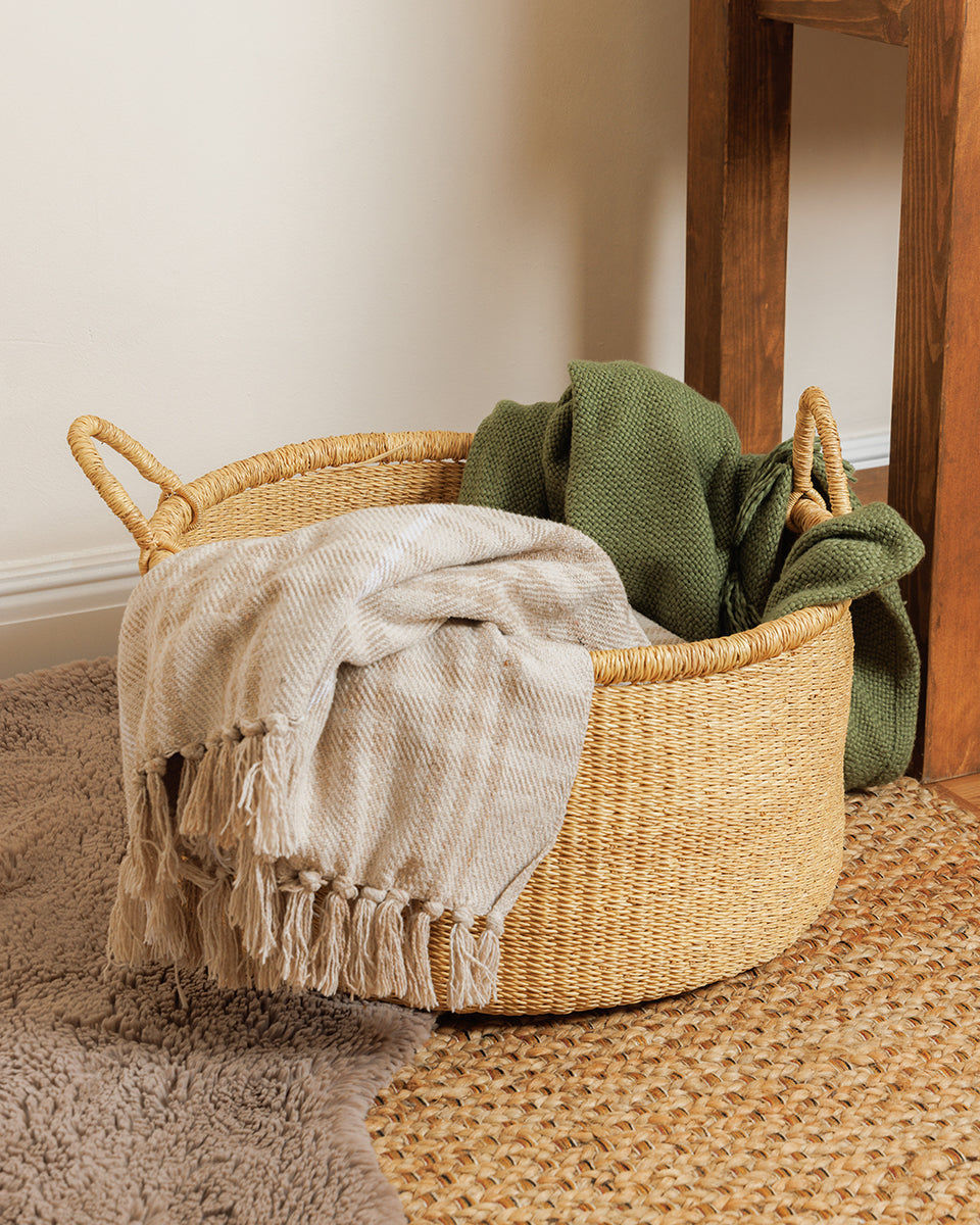LAWRA: Natural Floor Storage Basket with Handles