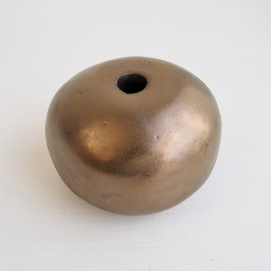 Handmade Ceramic Round Vases in White, Gold & Black