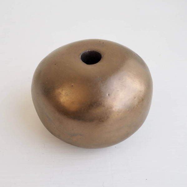 Handmade Ceramic Round Vases in White, Gold & Black