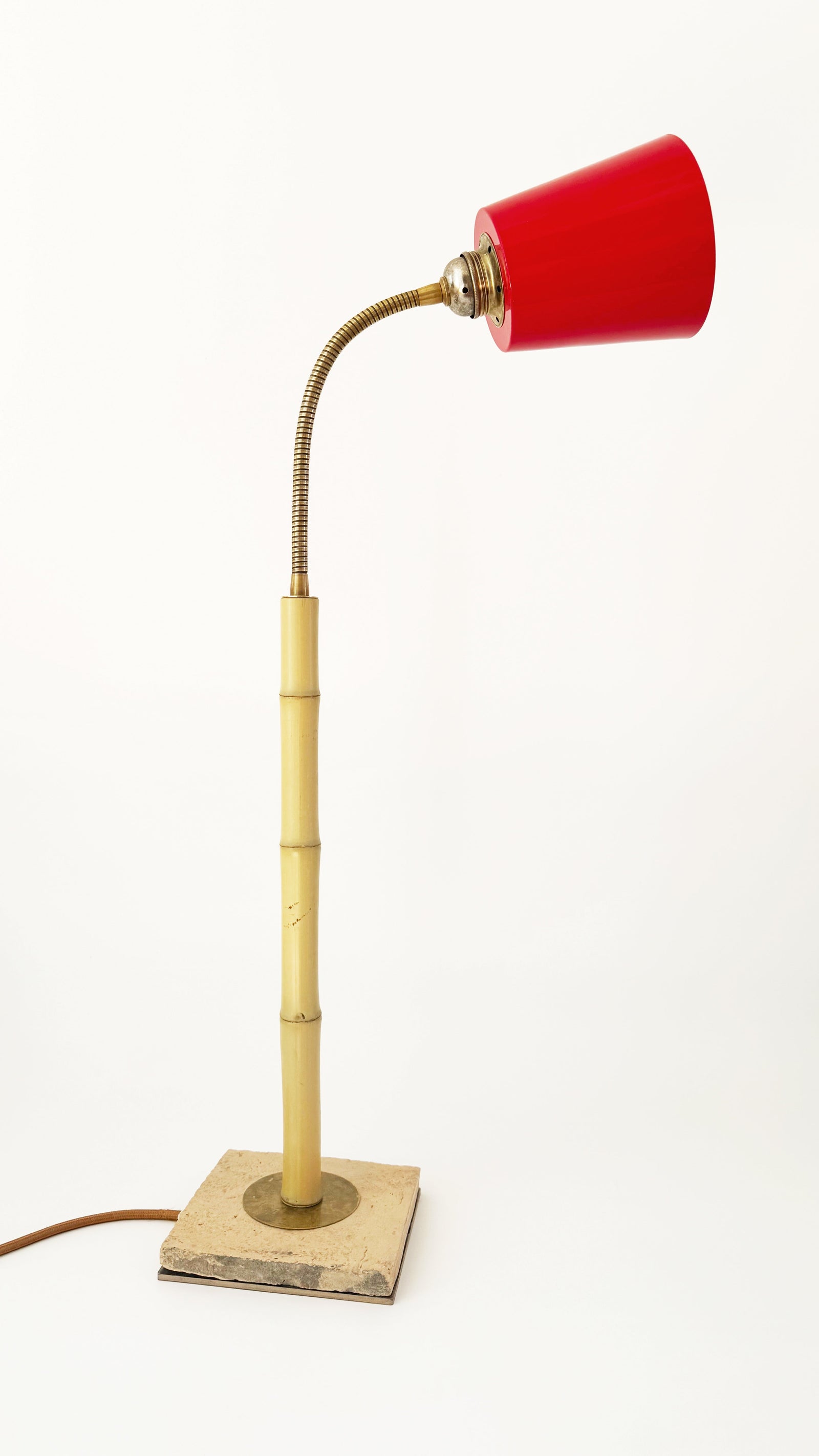 Bamboo and Terracotta Table Lamp - Red