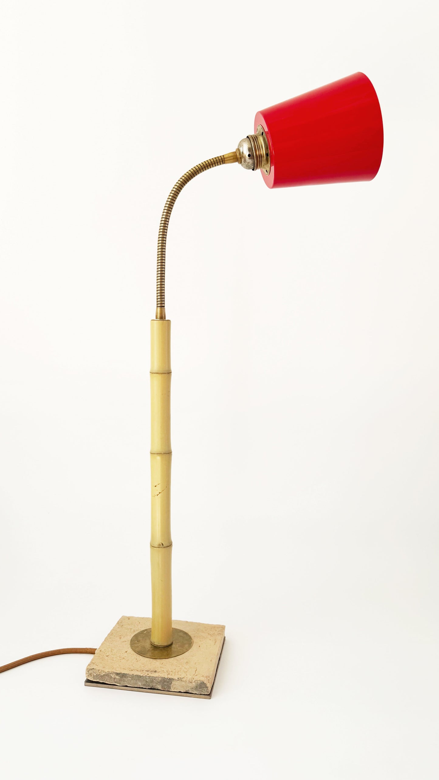 Bamboo and Terracotta Table Lamp - Red
