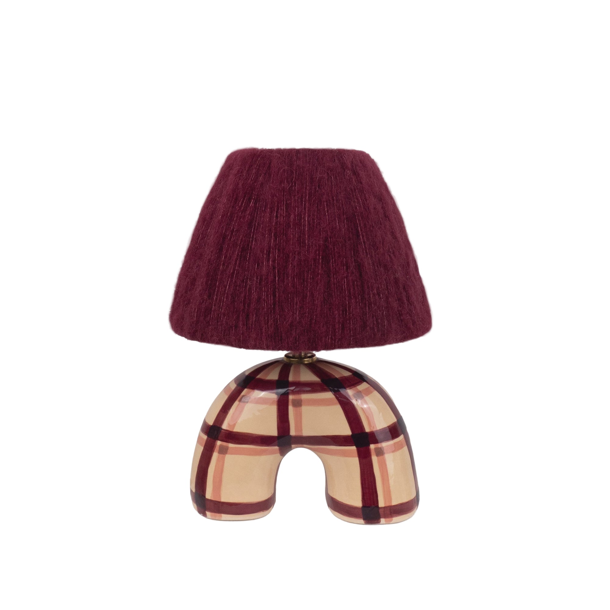 'Me' Table Lamp - Maroon Gingham