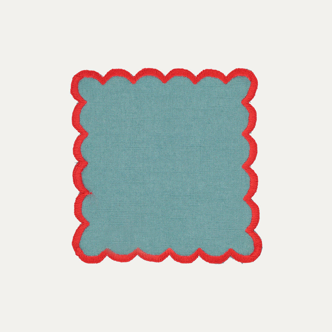 Aurora Cocktail Napkin, Blue with Red