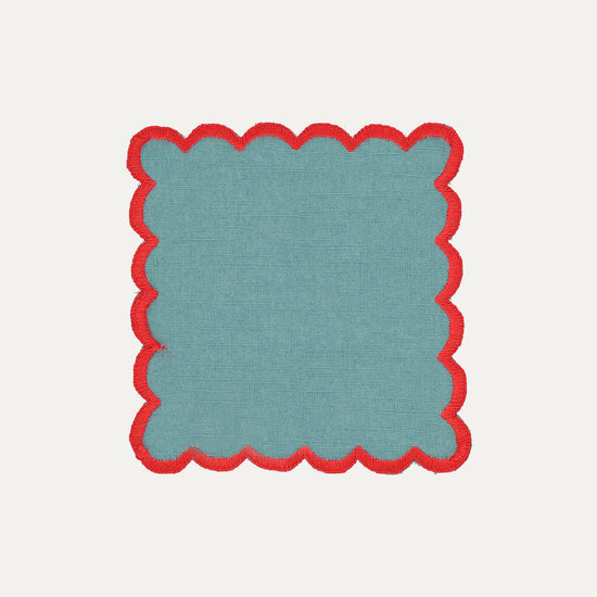 Aurora Cocktail Napkin, Blue with Red