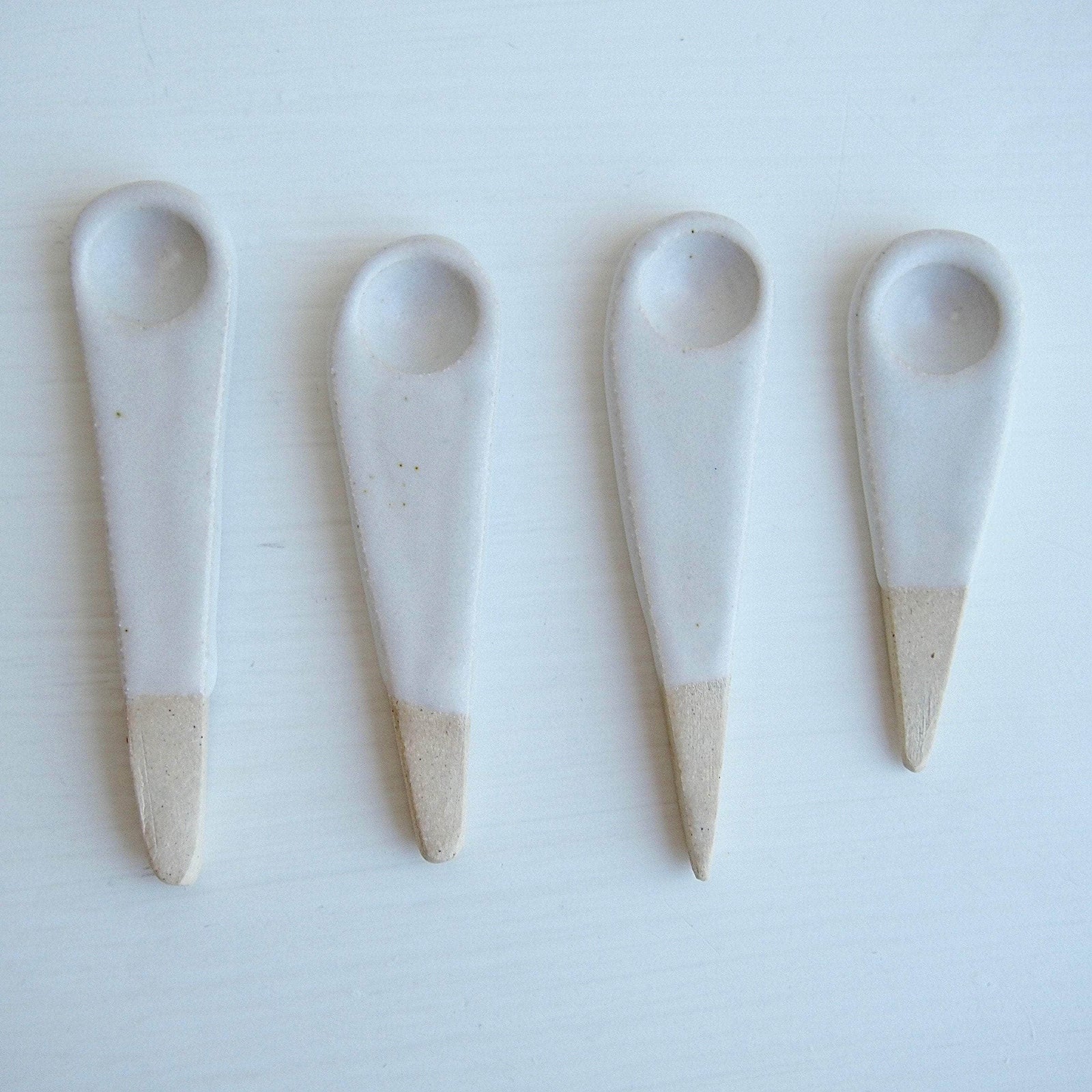 Handmade Mini White Ceramic Salt or Spice Spoon
