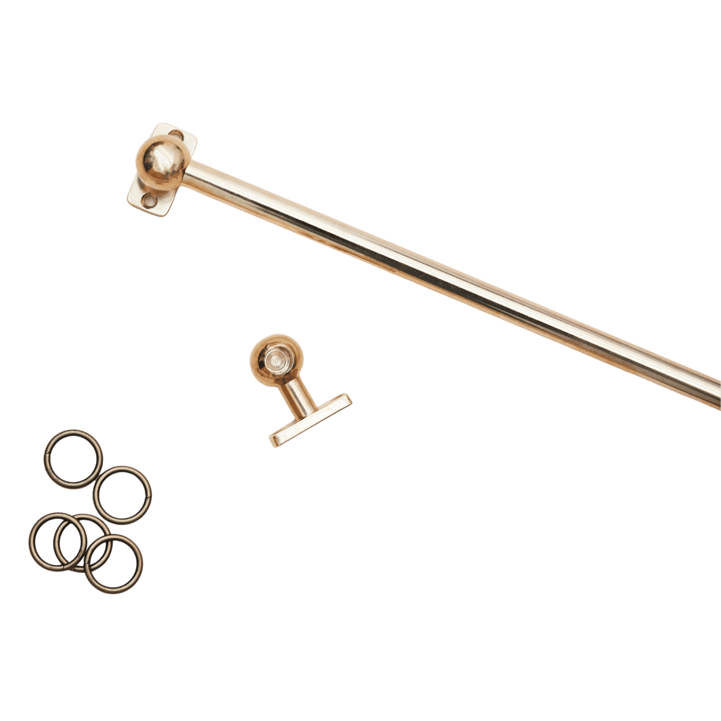 Classic Cafe Curtain Pole - Solid Brass - Singular Iindow