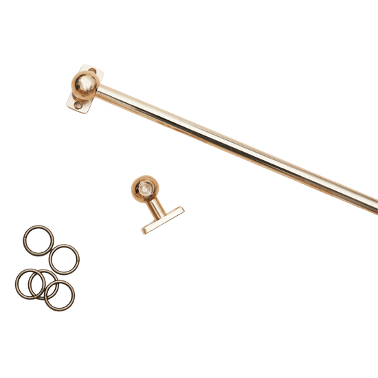 Classic Cafe Curtain Pole - Solid Brass - Singular Iindow