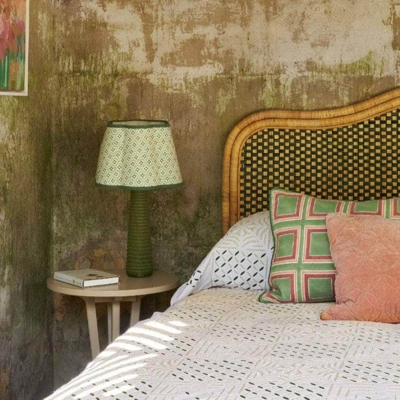 Super King Rattan Headboard - Green