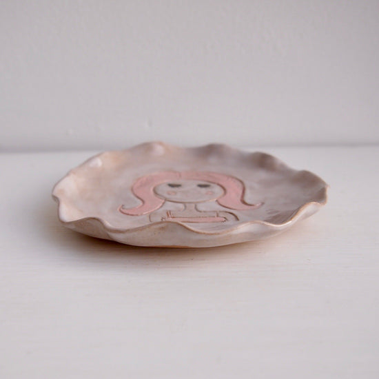 Pink Hair Girl Mini Pottery Face Plate