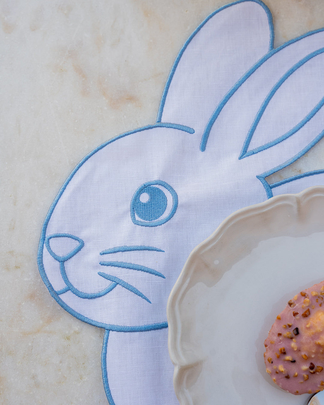 Rabbit Placemat in Blue, Anti-Stain