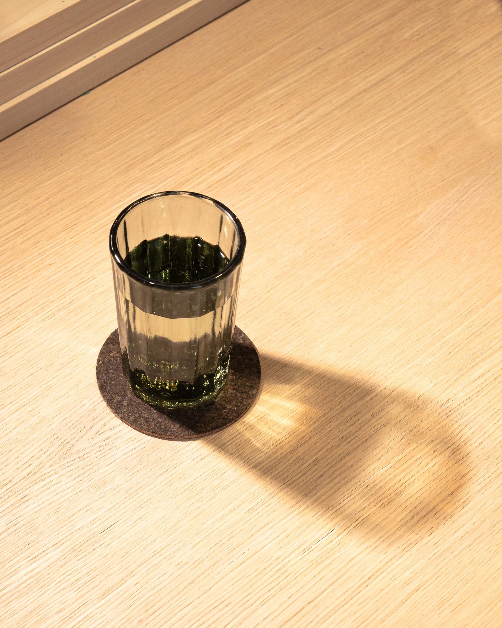 Round Natural Cork Coasters Set of 4 - 2 Tone