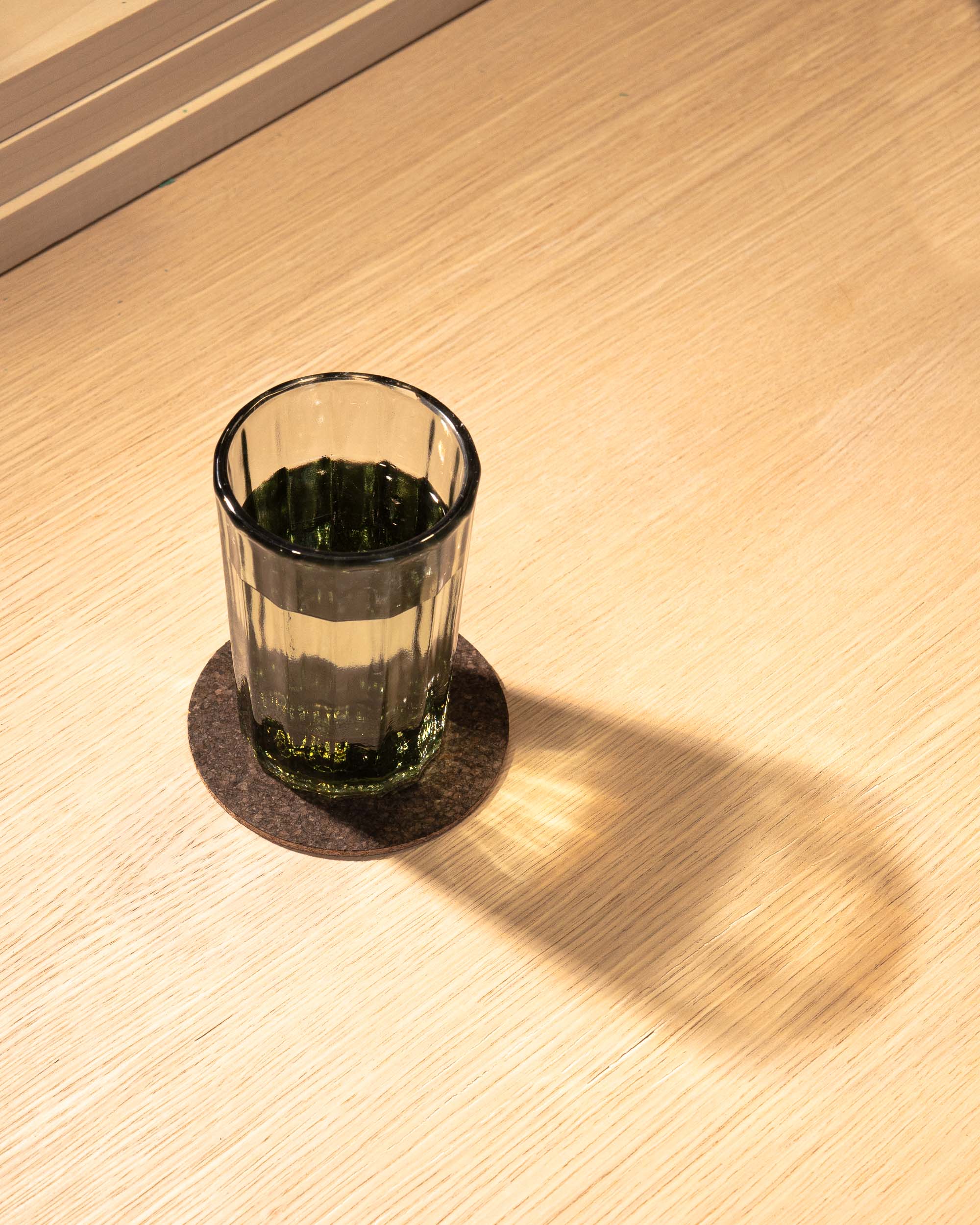 Round Natural Cork Coasters Set of 4 - 2 Tone