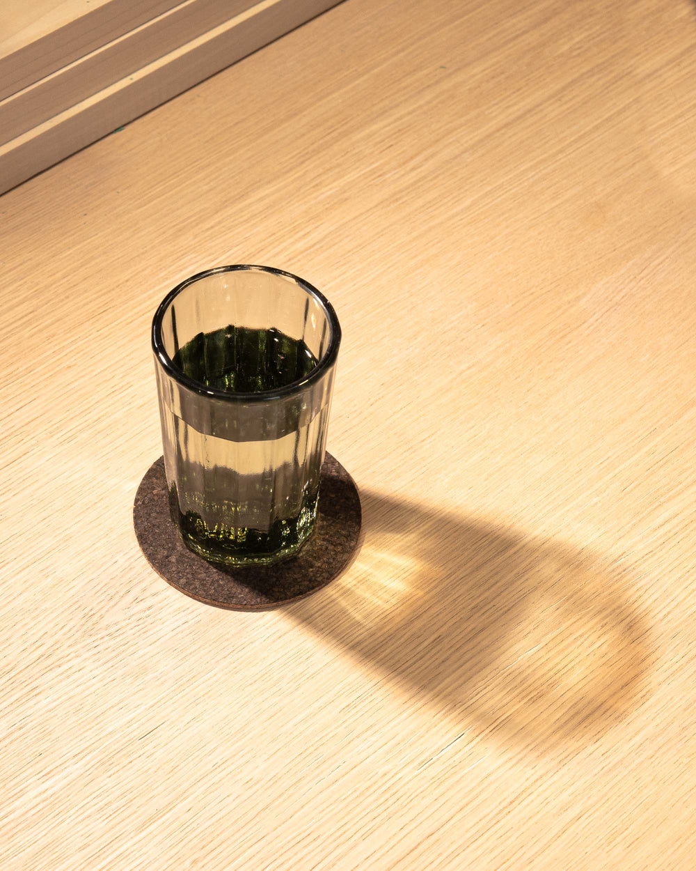 Round Natural Cork Coasters Set of 4 - 2 Tone