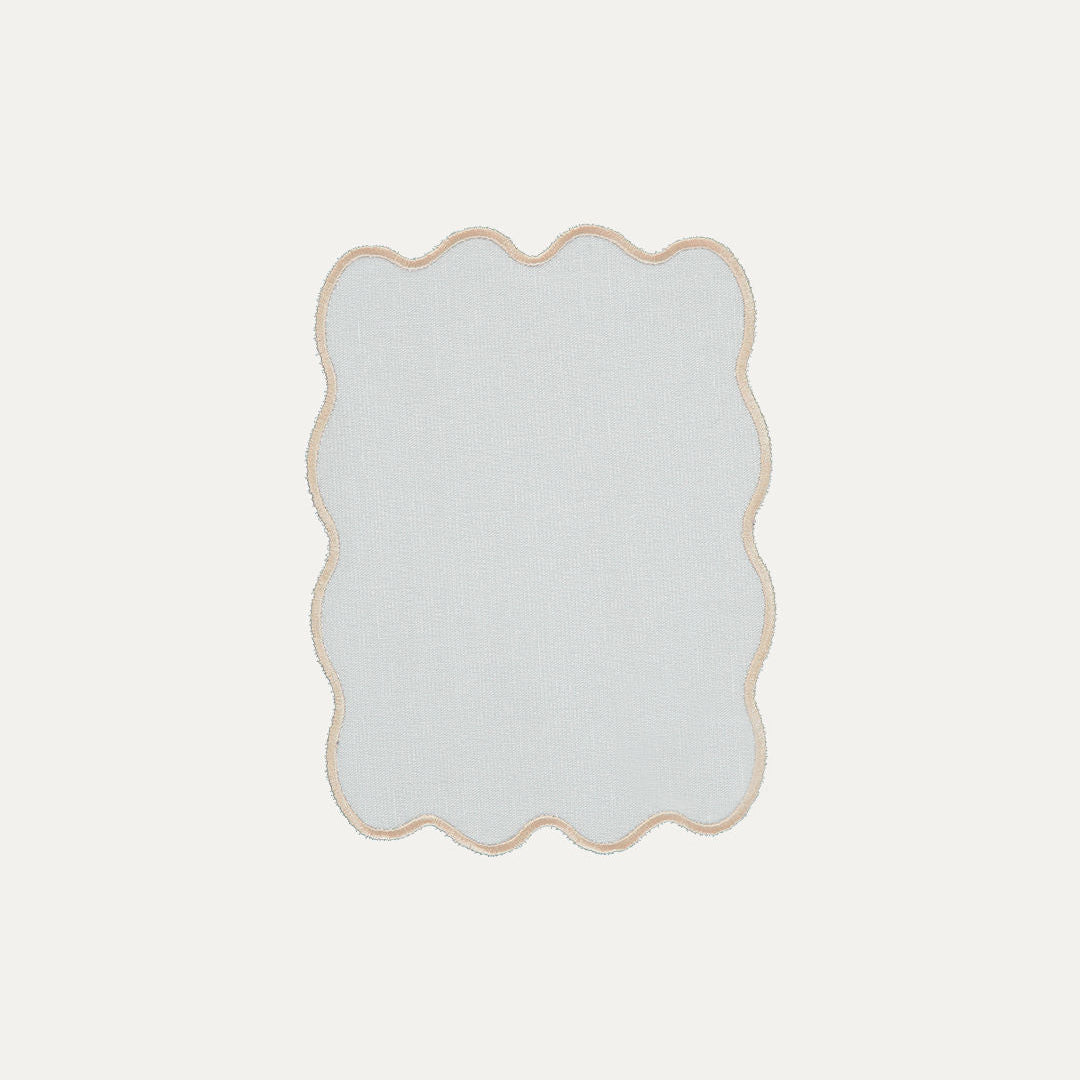 White Palm Cocktail Napkin with Beige