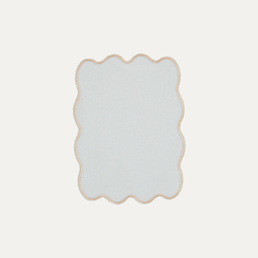 White Palm Cocktail Napkin with Beige