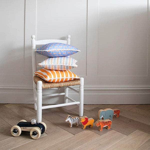 The Barnaby Cushion - Bright Blue and Orange - Tiny Tots