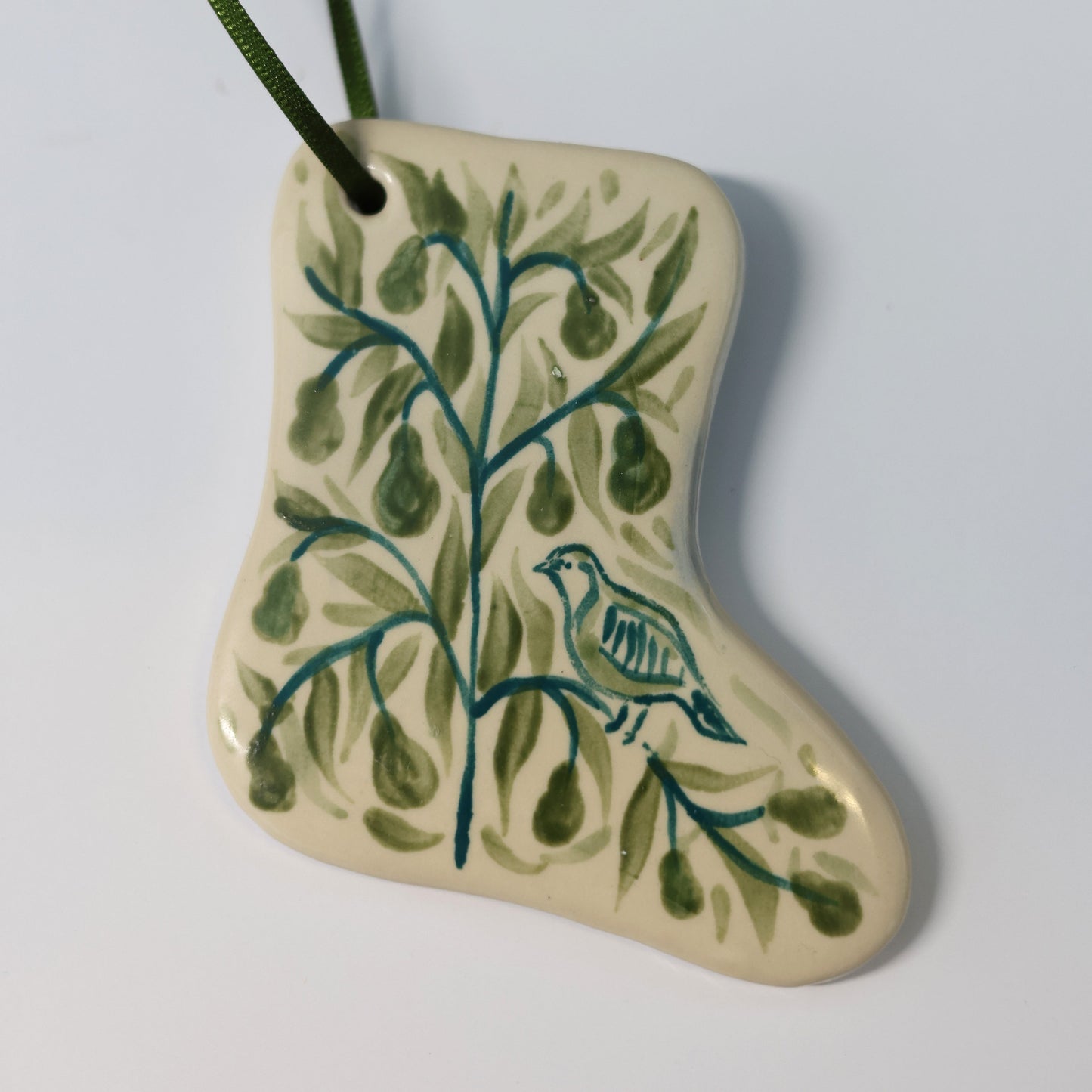Hand Painted Ceramic Christmas Stocking Ornament
