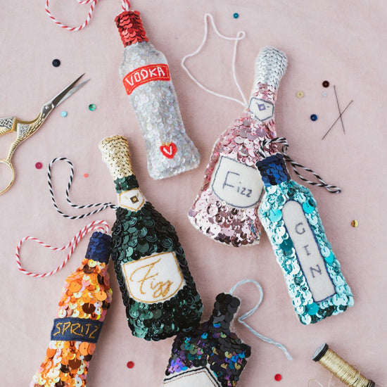Vodka Bottle Embroidered Sequin Ornament