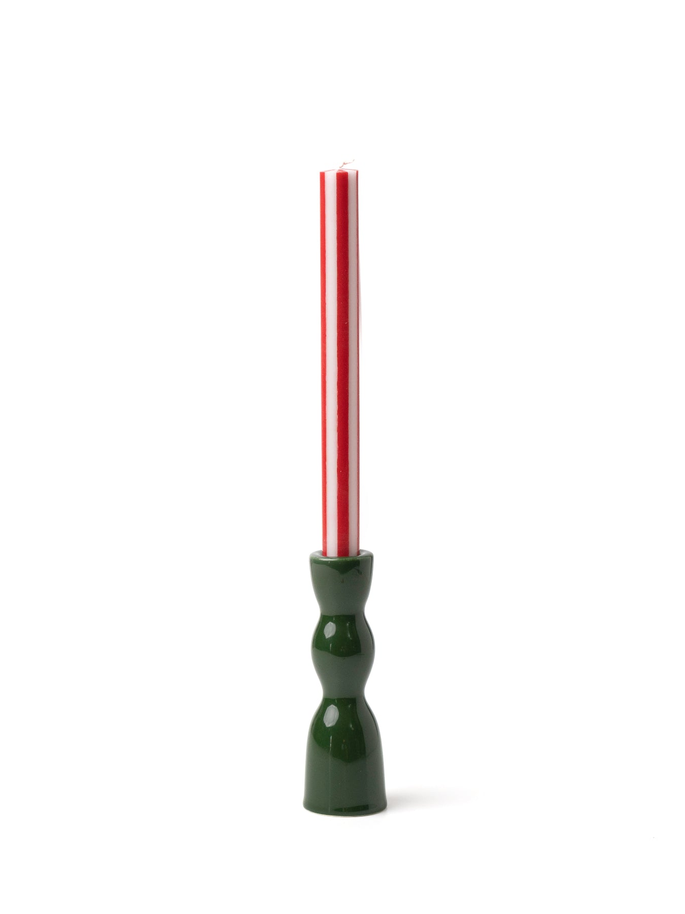 Wave Candleholder Low - Dark Green