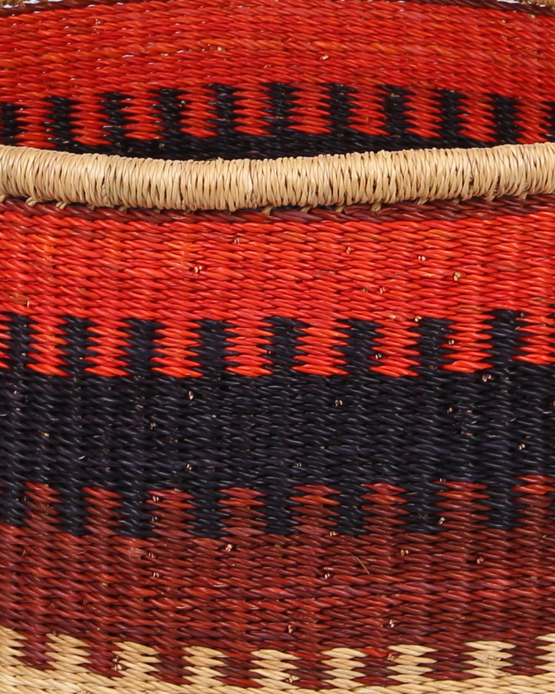 NANA: Medium Orange, Black and Brown Floor Storage Basket with Handles