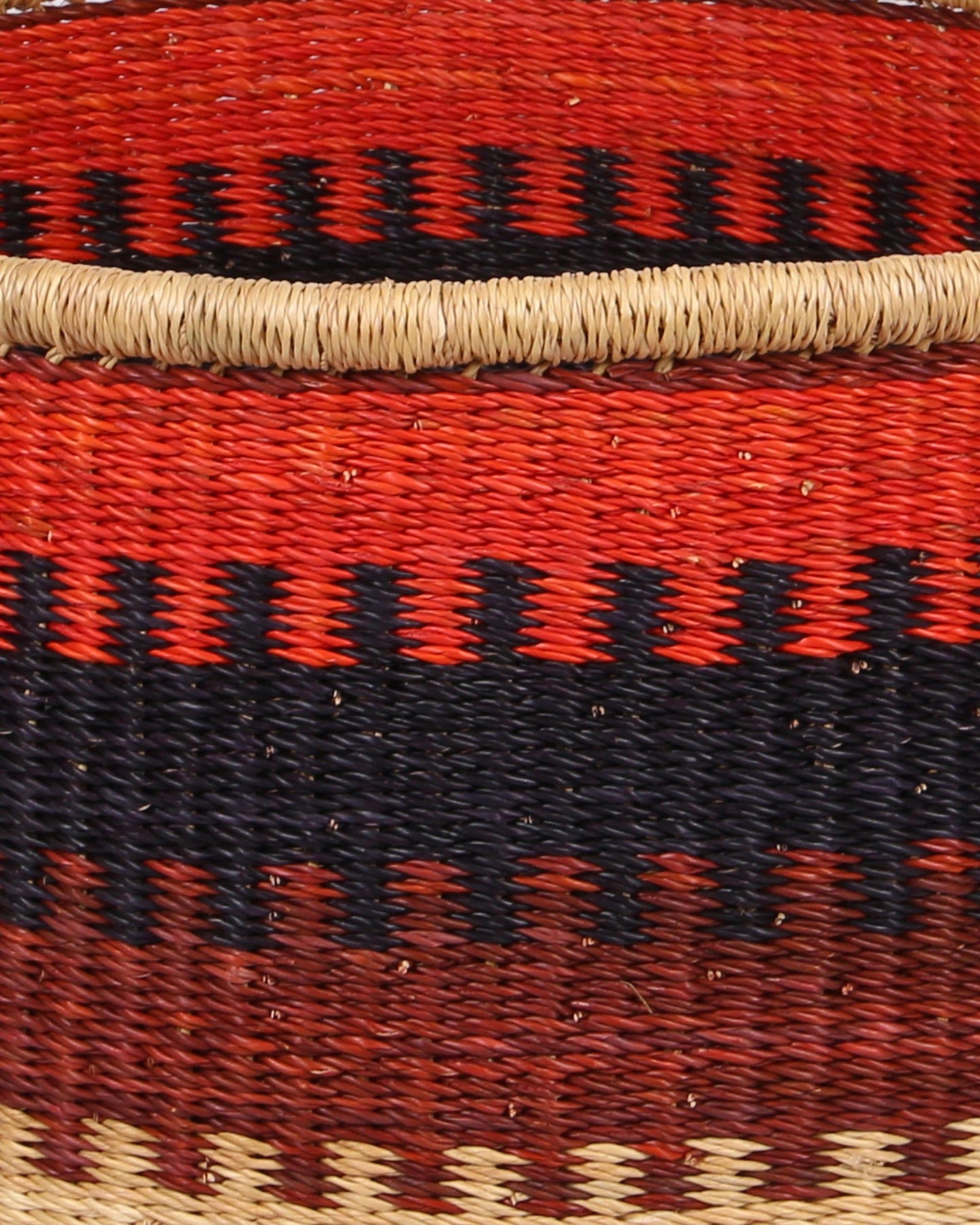 NANA: Medium Orange, Black and Brown Floor Storage Basket with Handles